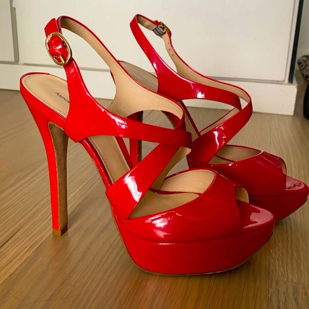 Alexander Birman Red Patent Platform Heels 10